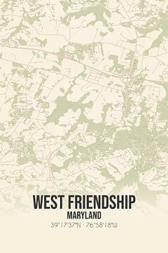 Carte ancienne de West Friendship (Maryland), USA. sur Rezona
