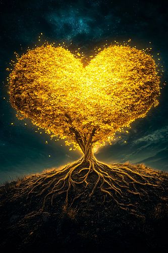 Arbre en forme de cœur doré
