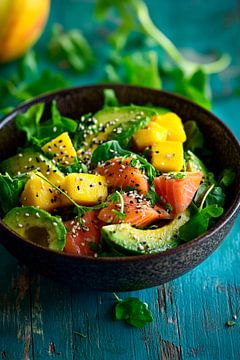 Kleurrijke saladecreatie in een kom - gezond en vers van Poster Art Shop