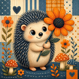 Igel mit Blume von Jutta Maria Pusl