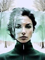 Woman in Winter with Green Contrast