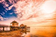 Sunset with jetty in Wasserburg on Lake Constance by Dieter Walther thumbnail
