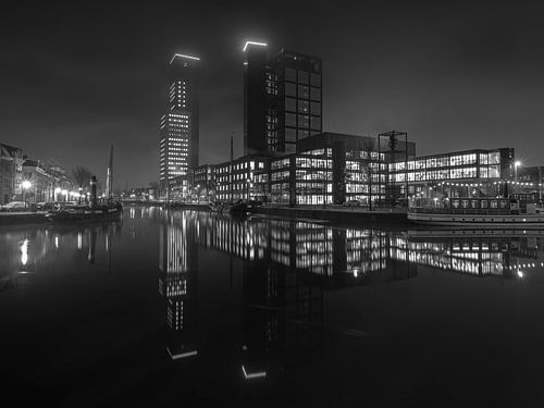 Leeuwarden skyline in black and white