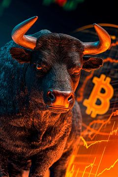 Stier met Bitcoin-grafiek - financiële symboliek van Poster Art Shop