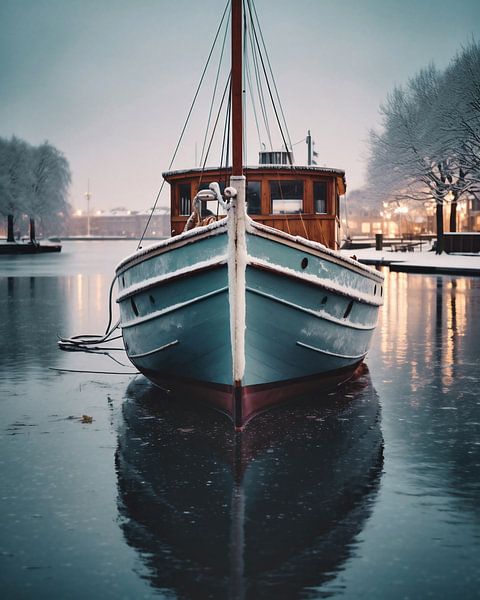 Schip in de haven van fernlichtsicht
