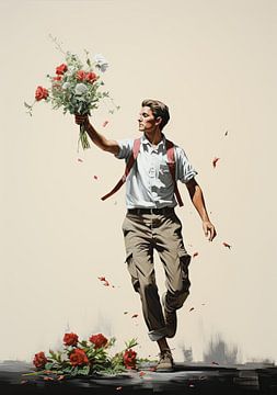 Banksy Poster Print Boeket bloemen van Niklas Maximilian
