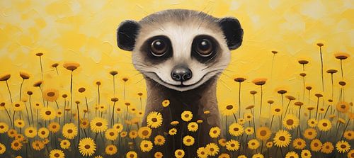 Erdmännchen unter Blumen