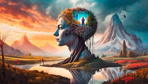 Boom met wortels in de kunst