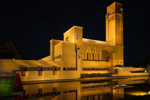 Town hall Hilversum in the evening with clear sky