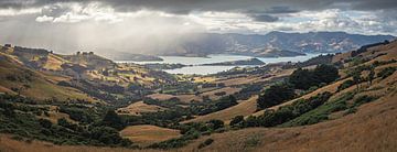 Nieuw-Zeeland Akaroa Schiereiland Panorama van Jean Claude Castor