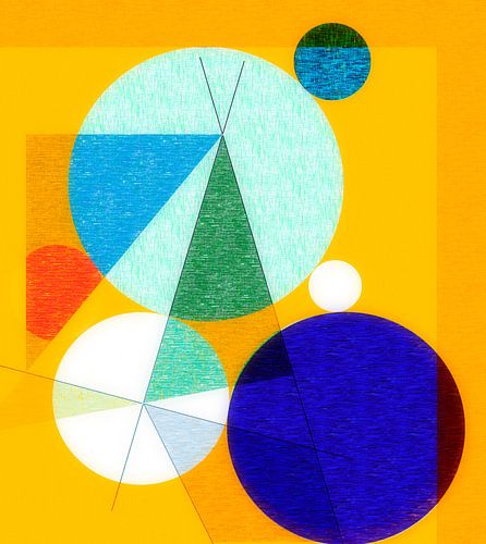 Abstracte compositie in geel van Corinne Welp