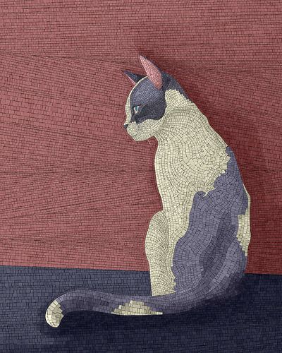 Spotted cat mosaic by Richard Laschon