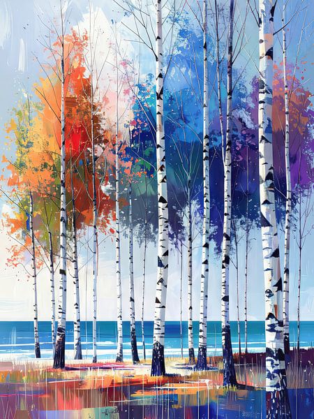 Bomen aan de kust abstract-05 van Rautenberg Digital Art Maritim