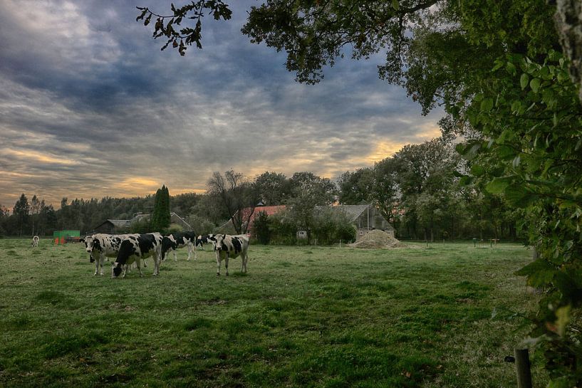 le soir tombe sur les terres agricoles par Henk Mannes