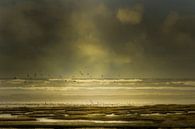 Zee, wadden en wolken in stijl van oude meesters - Terschelling wad van Marianne van der Zee thumbnail