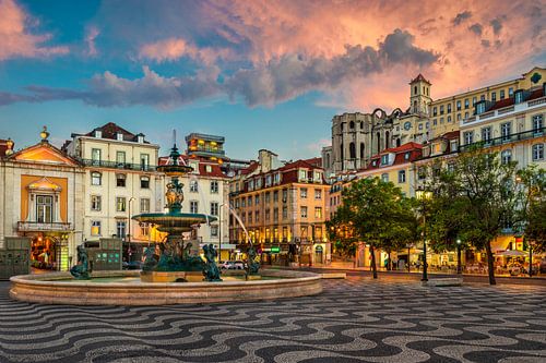 Rossio square in Lisbon, Portugal by Michael Abid