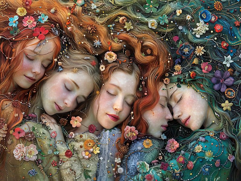 women flowers and stars by Egon Zitter