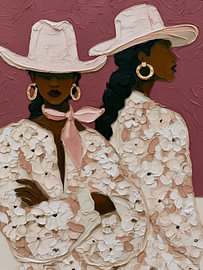 Les jumelles cow-girls à motifs floraux sur Bella studio