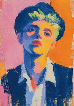 Expressionist portrait study orange by Niklas Maximilian