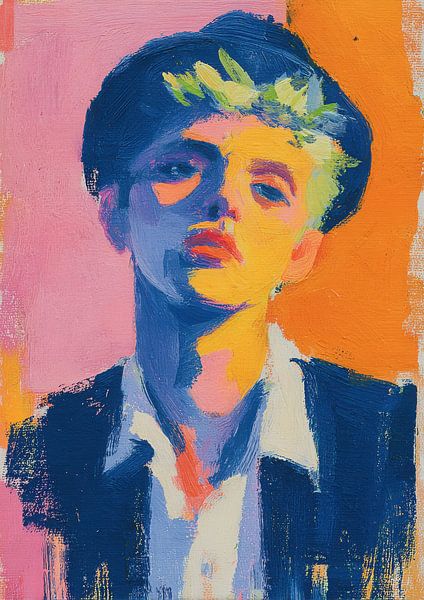 Expressionist portrait study orange by Niklas Maximilian