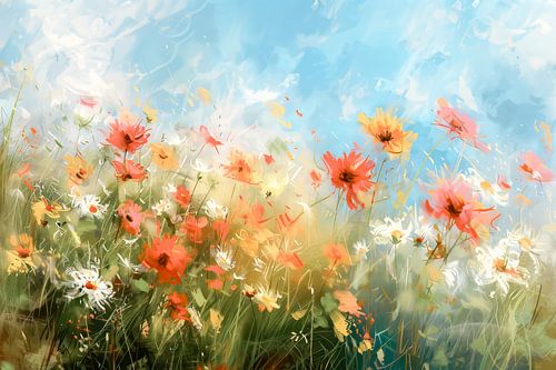 Fröhliches Blumenfeld