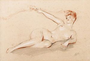 Paul César Helleu - Nackt auf einem Sofa liegend