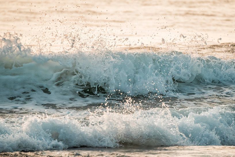 Vague d'écume dans la lumière dorée par Femke Ketelaar