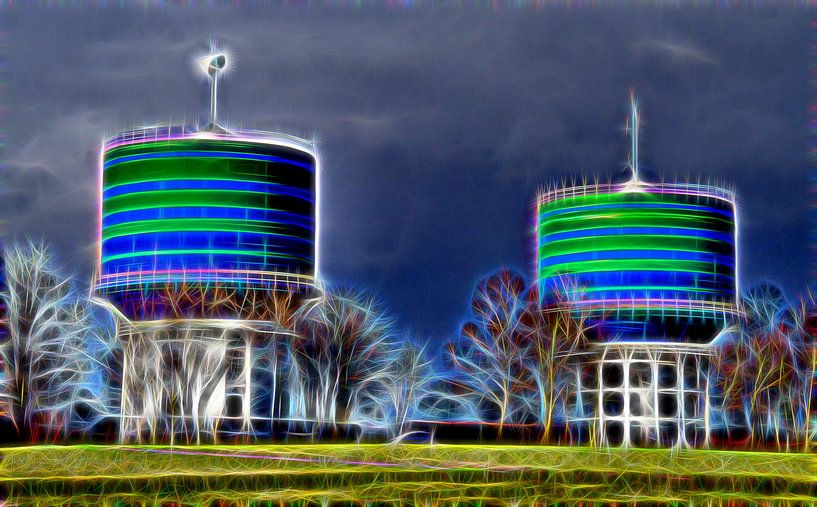 Tours d'eau en néon par Edgar Schermaul