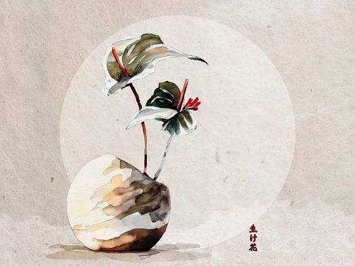 Japanisches Ikebana im ruhigen Japandi-Stil