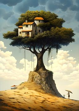 Tree house, tree house, surrealism by Jan Bechtum