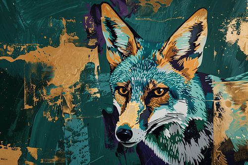 Abstracte vos schilderij in dynamische kleuren