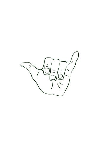 Affiche surf Shaka - noir et blanc - surfeur