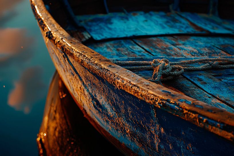 Oude houten boot close-up van Poster Art Shop