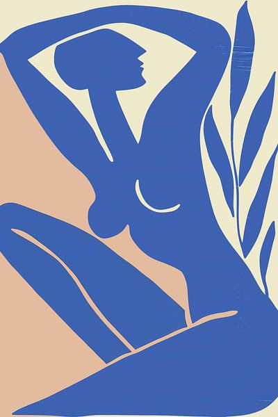 Blauw naakt in de stijl van Matisse van Frank Daske | Foto & Design