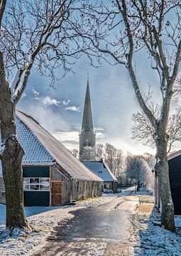 Winterlandschap Tzum, Friesland, Nederland. van Jaap Bosma Fotografie