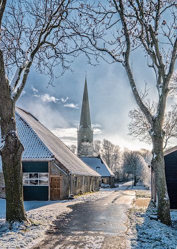 Winterlandschap Tzum, Friesland, Nederland.