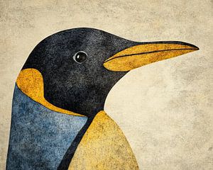 Pinguin Tier | Pinguin Abstrakt mit blauer Schulter