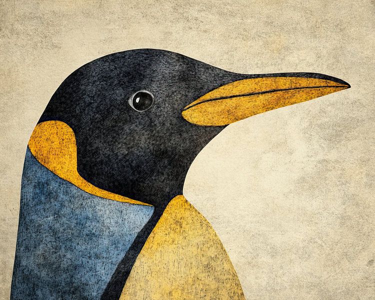 Penguin Animal | Penguin Abstract with Blue Shoulder by Modern Collection
