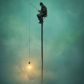 Minimalistischer Fisch mit Hängelampe von But First Framing