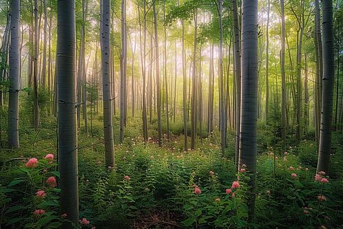 Waldfotografie mit Blumen