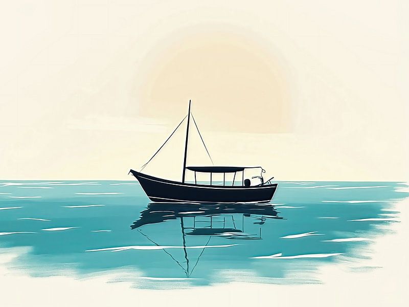 Painting of a boat at sea by The Photo Artist