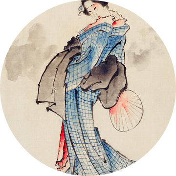 Japanse vrouw in kimono, Katsushika Hokusai