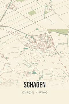 Vieille carte de Schagen (Hollande du Nord) sur Rezona