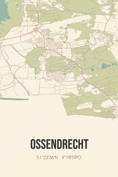 Vieille carte d'Ossendrecht (Brabant du Nord) par Affiches de lieux