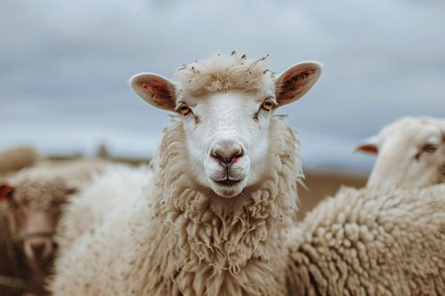 Schaap centraal in een rustige kudde