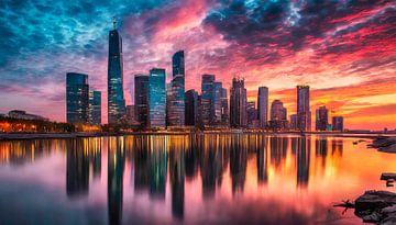 Sunset with city by Mustafa Kurnaz