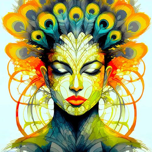 Creatieve Levendige Pauwenveer Schoonheidsfusie