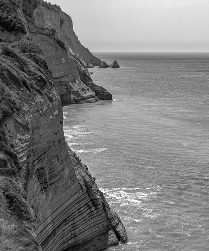 High cliffs greek island black and white
