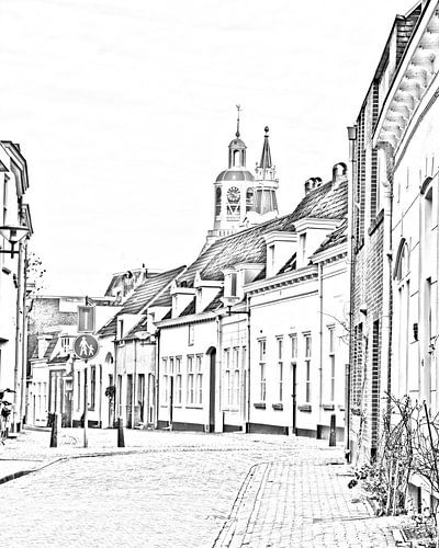 Digitale schets van de Peperbus in Bergen op Zoom