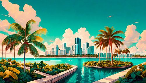 Vintage beach and landscape